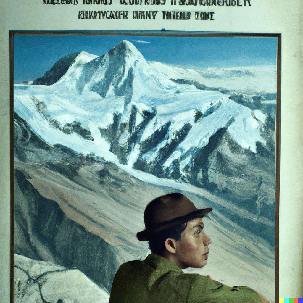 someone gazing at Mount Everest, government information leaflet from World War 2